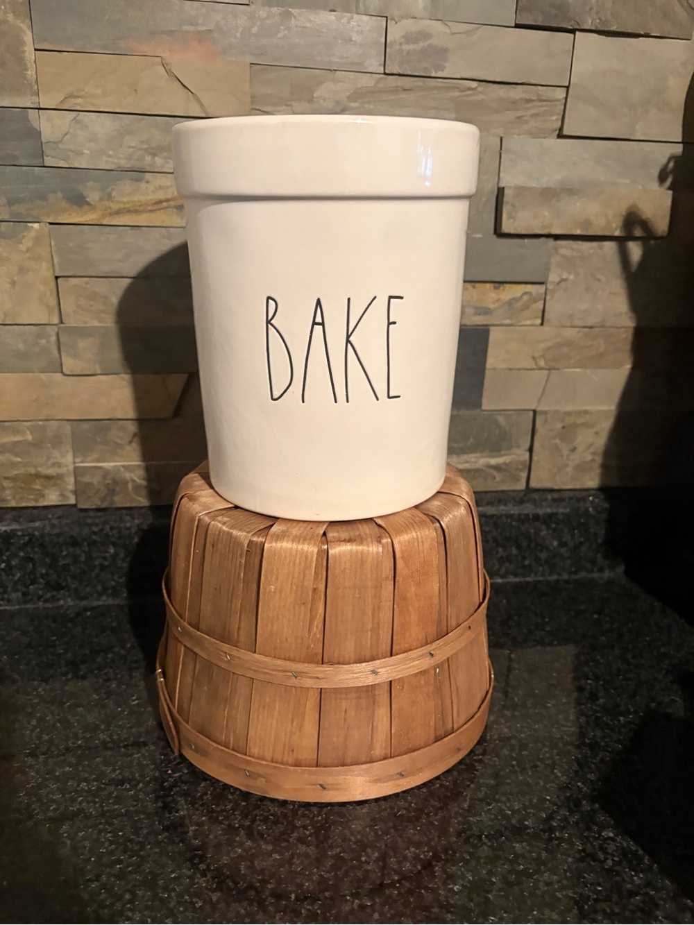 Rae Dunn White Ceramic 'BAKE' crock